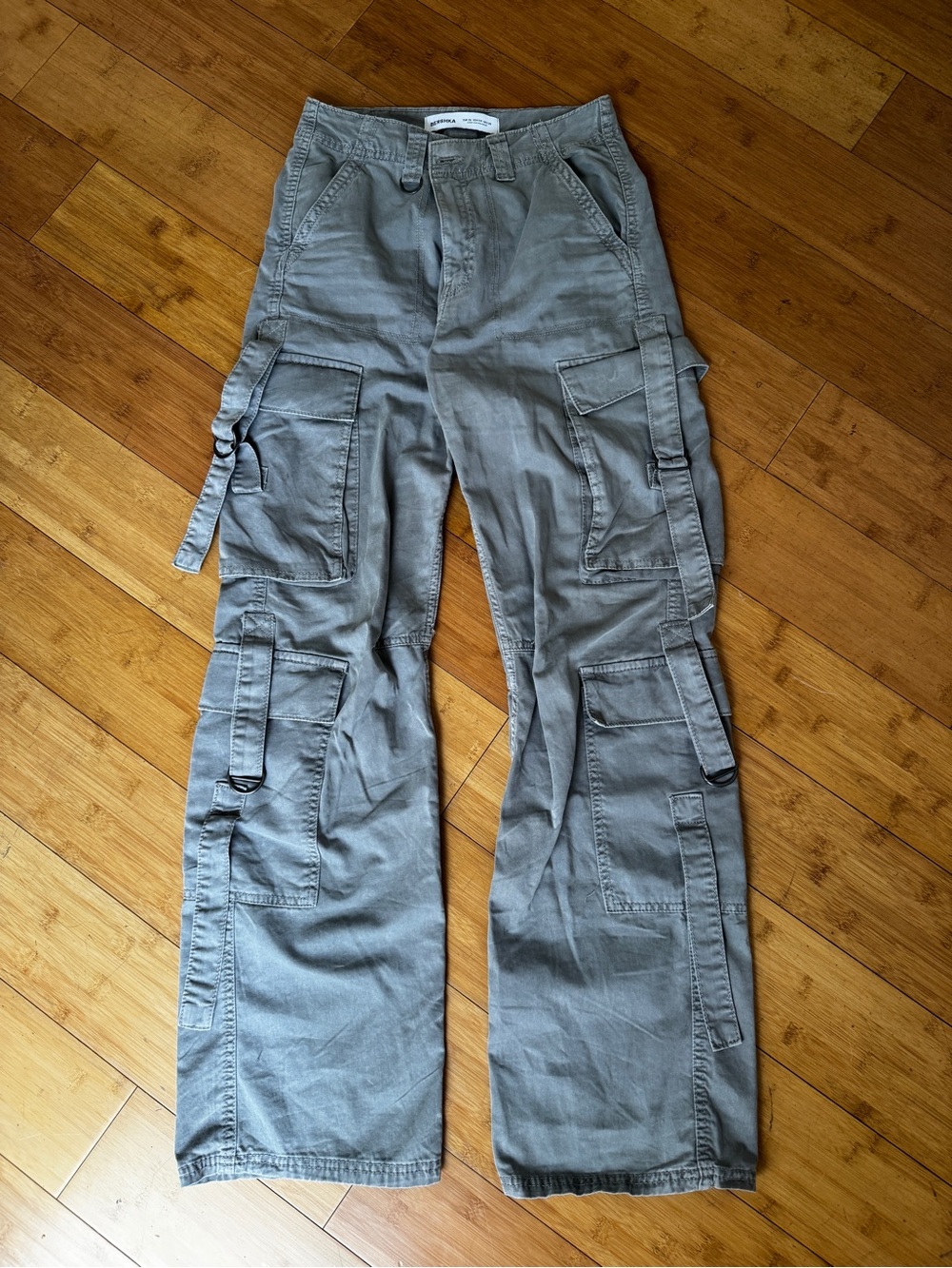 BERSHKA grey utility cargo pants
